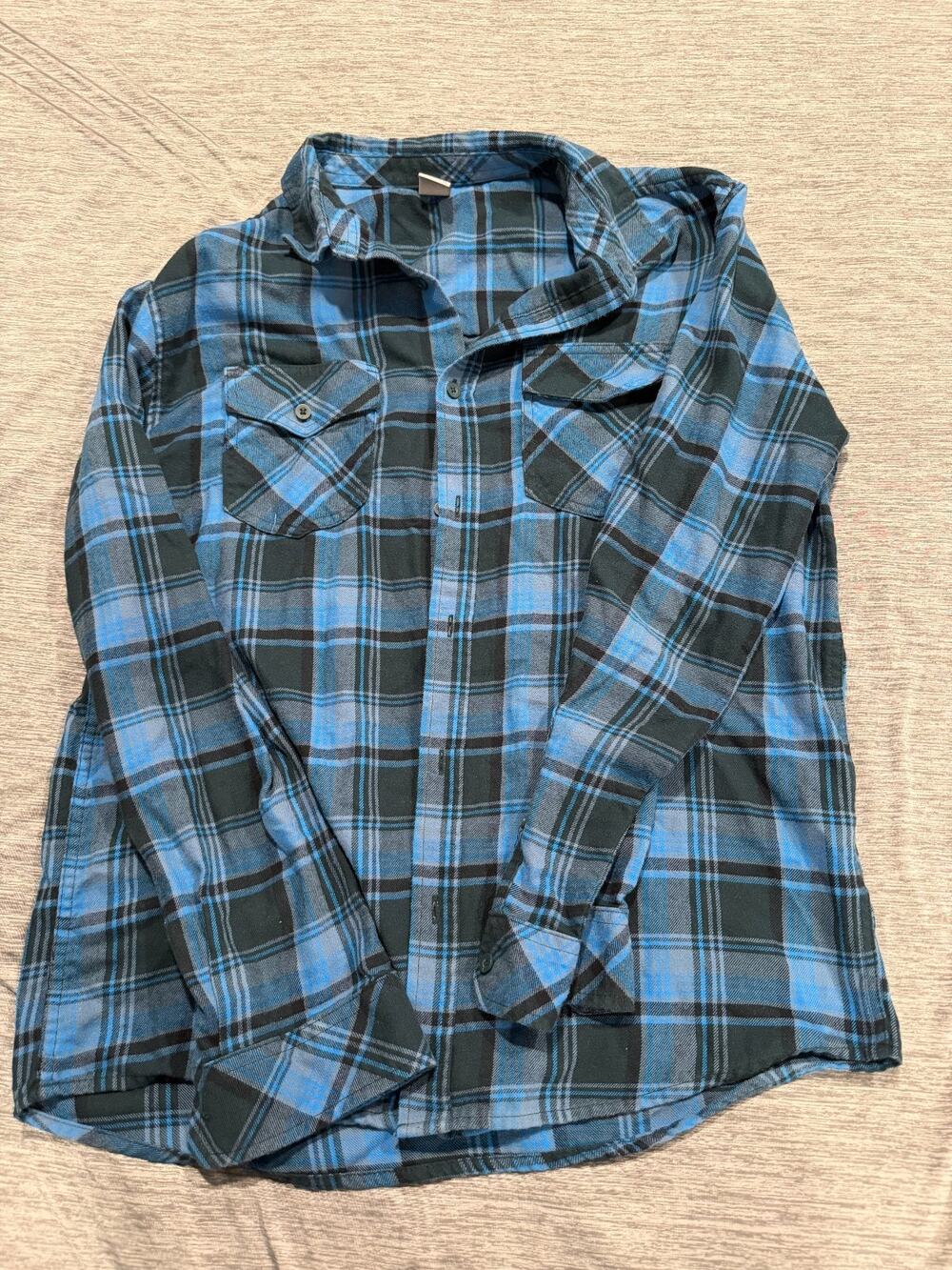 Hurley Mens Blue Black Plaid Flannel Long Sleeve Button Down Shirt Medium